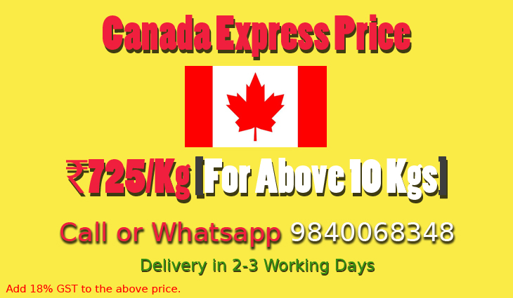 Chennai to Canada Courier Charges